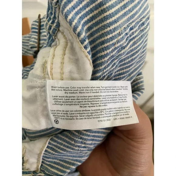 Vintage Oshkosh Baby Vestbak Striped Blue White Denim Overalls Size 2T - Picture 5 of 6